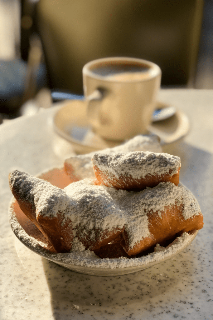 Beignets and coffee on New Orleans